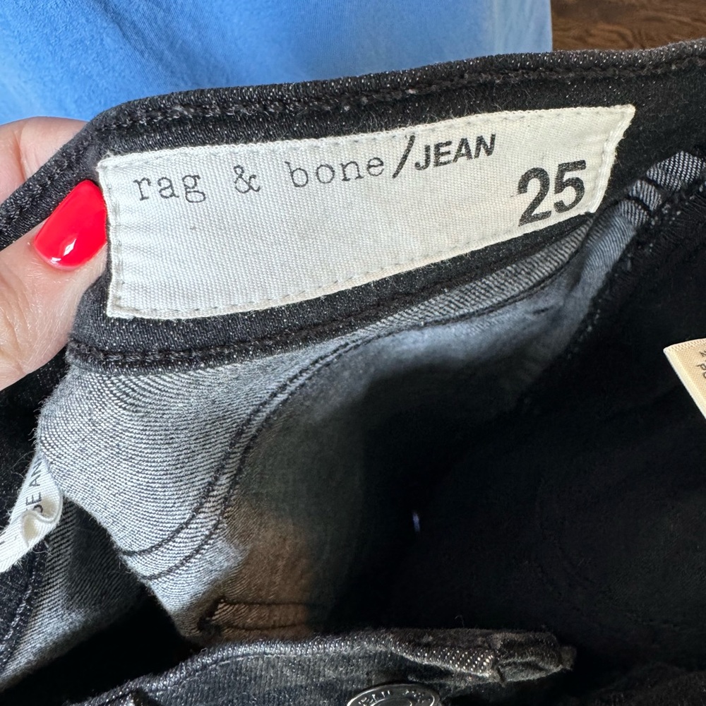 Rag & bone skinny high waisted black denim, size 25